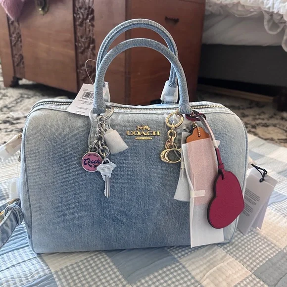 Coach Large Rowan Loved Denim BNWT - Picture 2 of 5